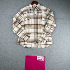 Roper Shirt Womens Medium Beige Plaid Pearl Snap Western Outdoor Ladies