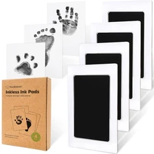 4-Pack Inkless Baby Hand and Footprint Kit - Mess 4-Pack, Regular, Jet Black 
