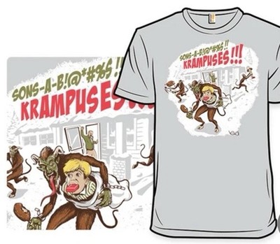 WOOT! Krampuses!!! by Theron Wallis T Shirt Grey, Men s Size Large