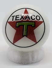 Texaco Gasoline Glass 1" Logo Marble w/ Stand