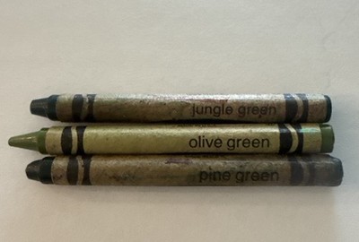 Vintage Crayola Crayons Binney & Smith Jungle Green Olive Green Pine Green set