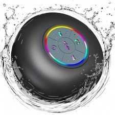 Mini Bluetooth Shower Speaker, IPX4 Waterproof, LED, Hands-Free, Micro USB