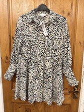 Topshop Petite Animal Print Mini Shirt Dress Size 8 New With Tags