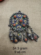 BROCHE BERBERE KABYLE CORAL KABYLIE DEBUT XXeS BROCHE EMAIL 54.3 gram 9X6 CM