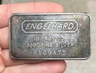 10 OZ VINTAGE ENGELHARD SILVER BAR SCARCE .999+ B389