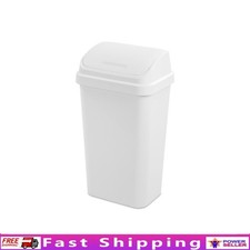 13 Gal Plastic Trash Can Swing Lid Waste Bin Durable Kitchen Organizer New