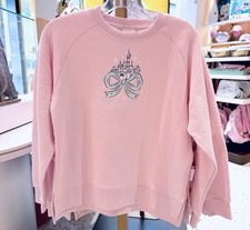 Disney Parks Castle Pullover Pink Sweatshirt Crewneck Size Large Disneyland NWT