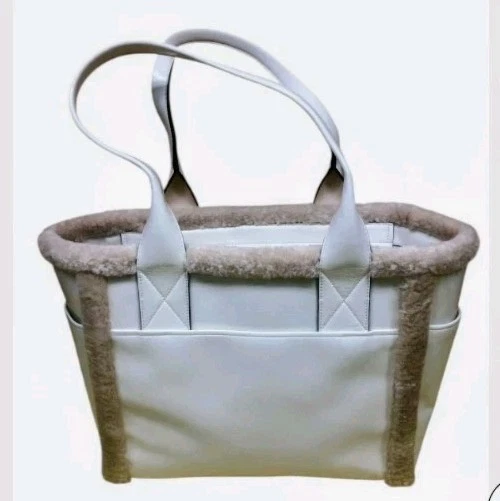 Kate Spade Jett Faux Shearling Fur Winter White Meringue Logo Large Tote - Image 2 of 4