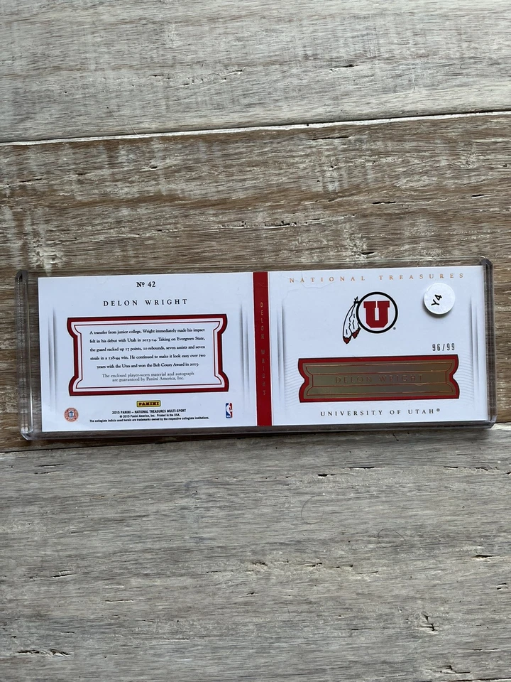 2015 National Treasures College Signatures /99 Delon Wright #42 Rookie Auto RC - Image 2 of 2