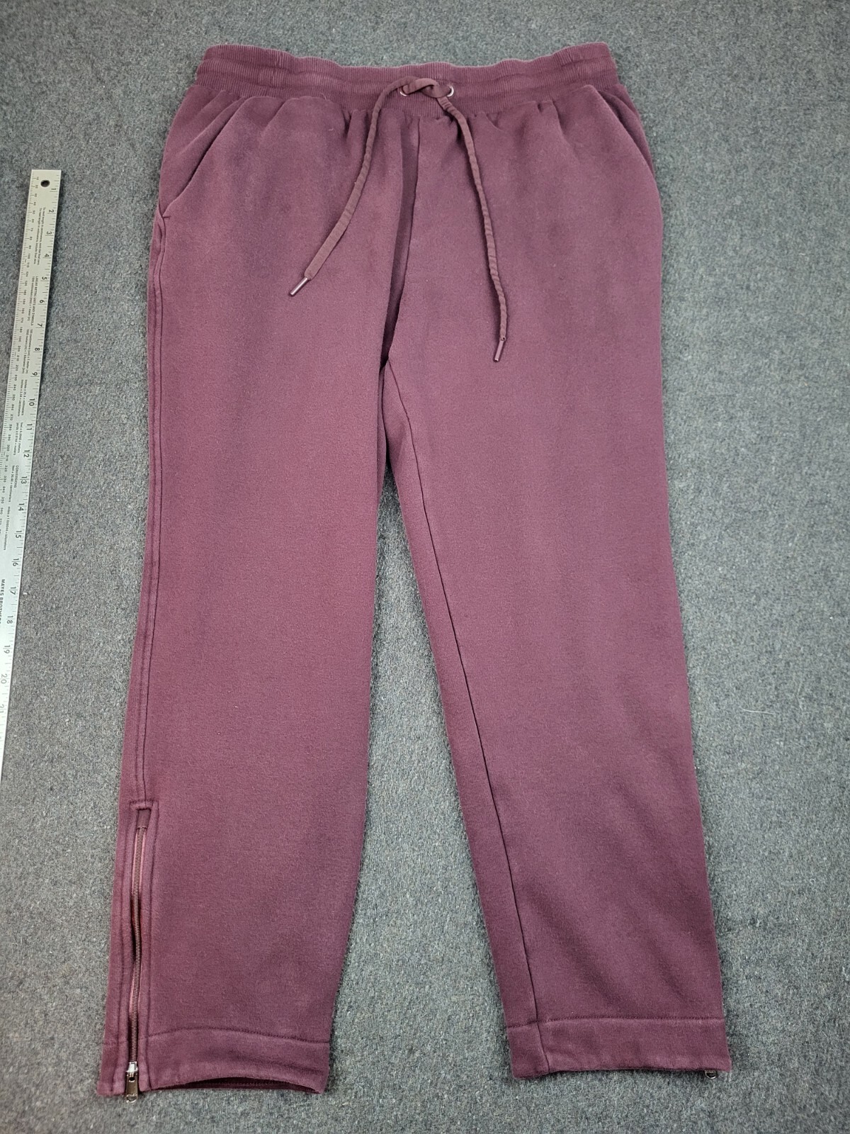 Athleta Cozy Karma Zip Pants Womens XL Red High Rise Plush Drawstring Sweats