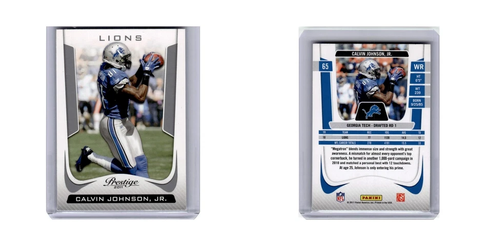 Calvin Johnson 2011 Panini Prestige #65 Detroit Lions Football Card NM - Image 3 of 3