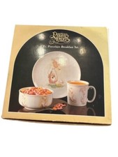1984 Precious Moments 3 Piece Porcelain Breakfast Set With Goose Girl Design