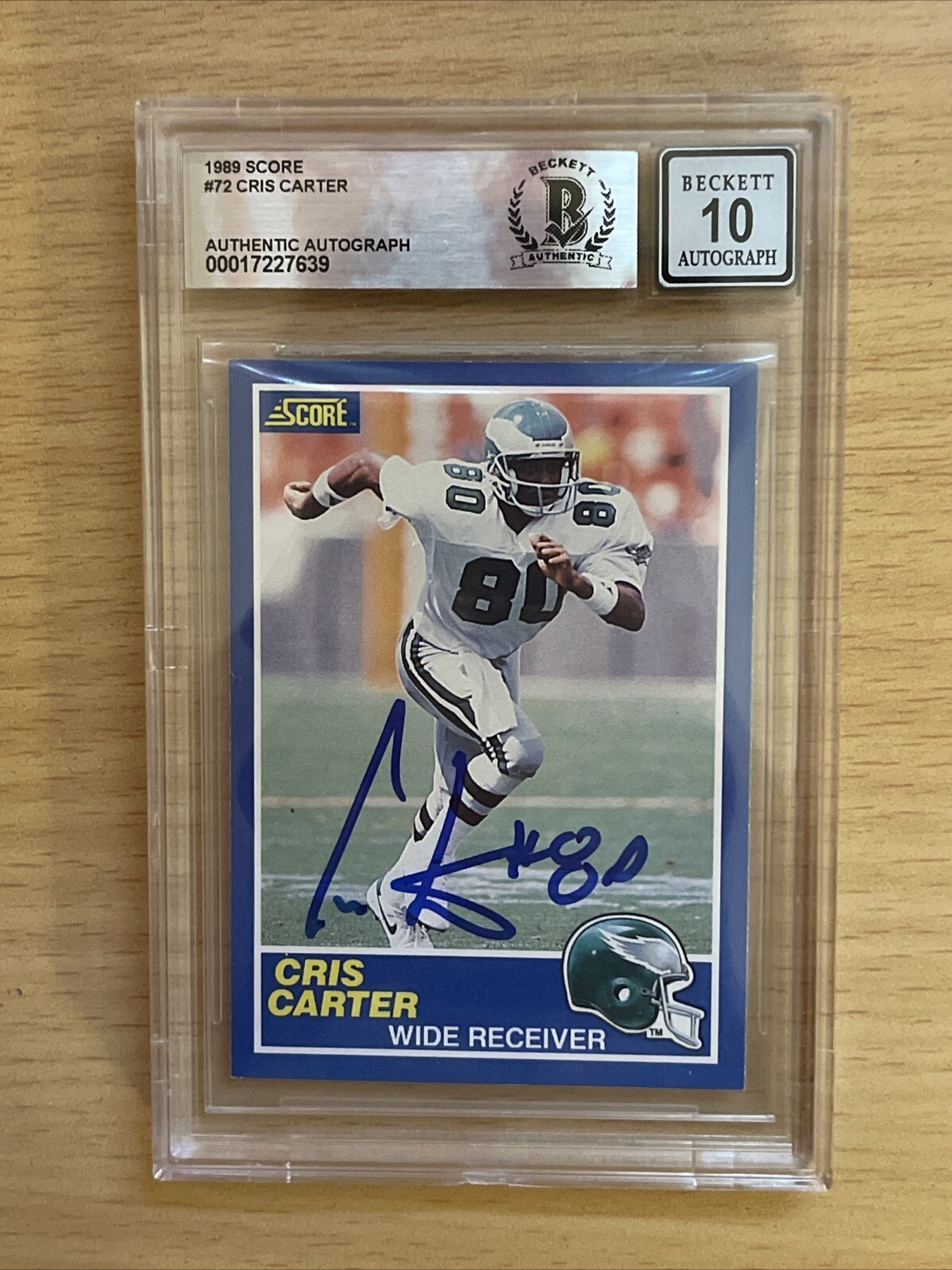 Cris Carter Autographed Signed 1989 Score #72 Beckett Authentication 10 Rare 
