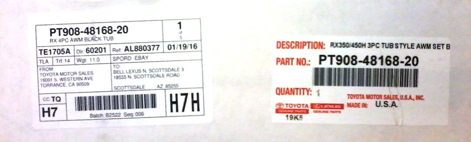 JUEGO DE ALFOMBRILLAS PARA TODO CLIMA LEXUS OEM FACTORY 2016-2022 RX350 y RX450H NEGRO Foto 3 de 3