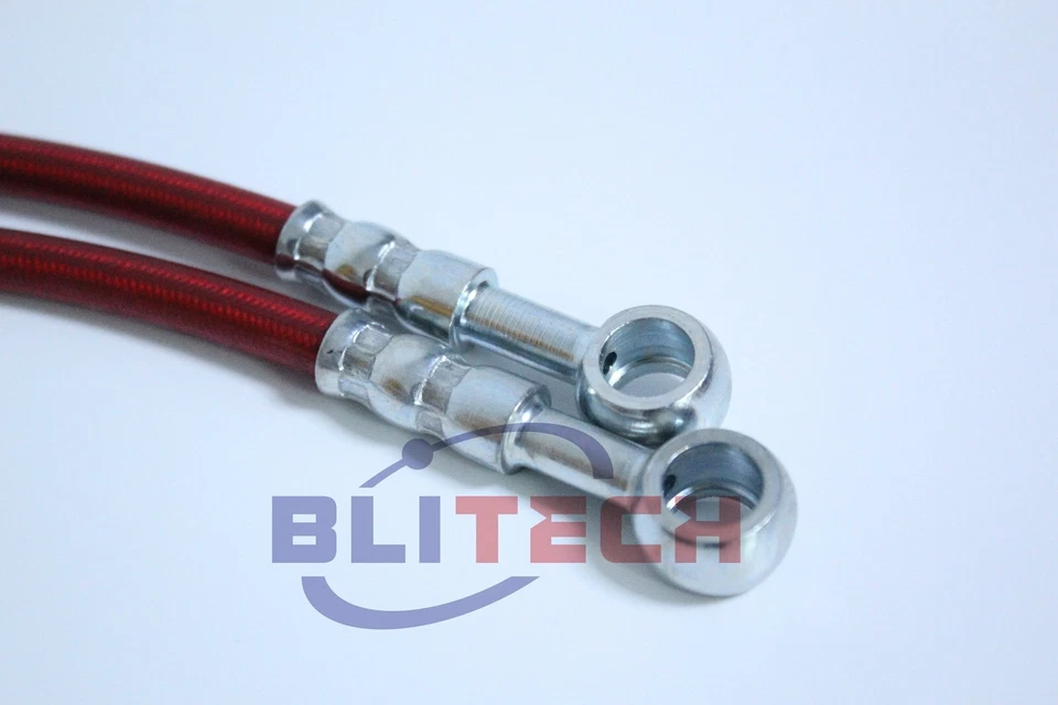 Red Blitech Stainless Steel Braided Brake Lines For 1989-1994 Nissan 240SX S13  - Imagem 4 de 4
