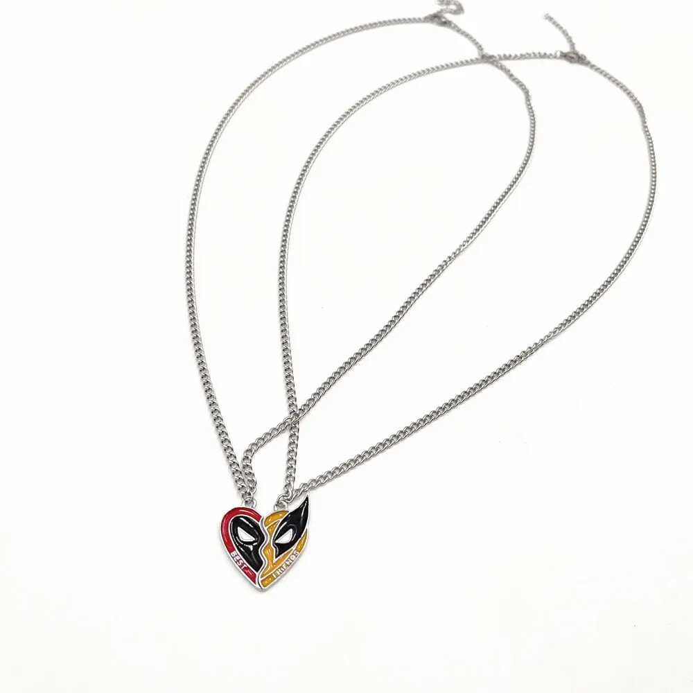 Collane dell'Amicizia Deadpool e Wolverine, Set di Ciondoli a Cuore Spezzato Colorati per Coppie e Migliori Amici