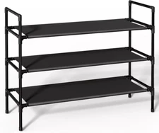 Shoe Rack with Non-Woven Fabric - X-Large Organizer, X-Large, Black 
