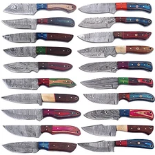 LOT OF 20 CUSTOM HANDMADE DAMASCUS STEEL FULLTANG SKINNER HUNTING EDC KNIFE