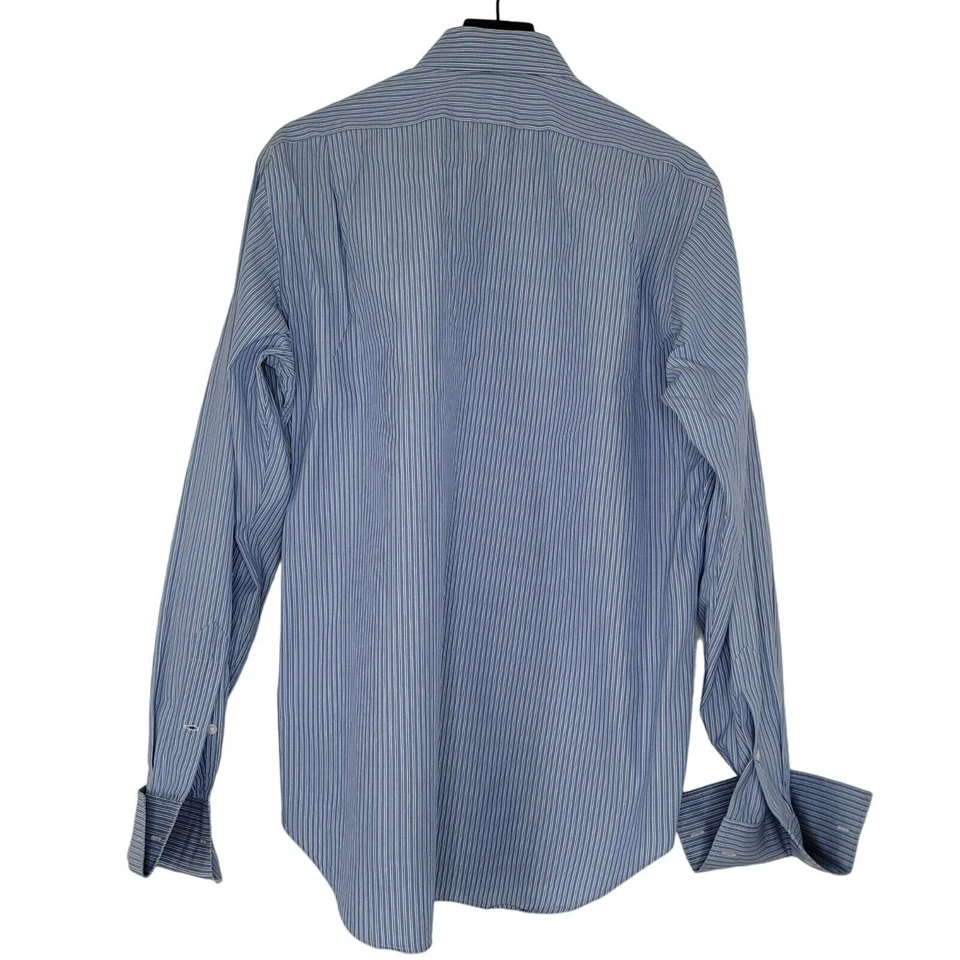 Polo Ralph Lauren Regent Dress Shirt 16 35 Blue White Stripe Classic French Cuff - Image 4 of 4