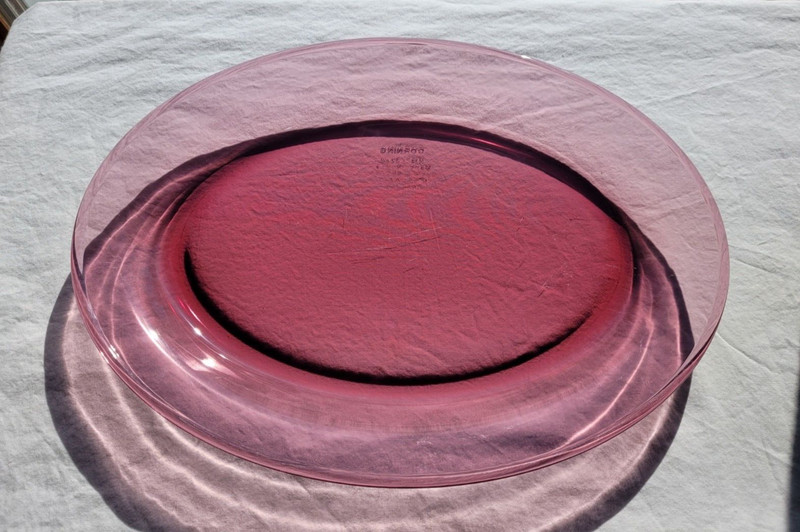 Corning Visions Cranberry Oval Serving Glass Platter  14"