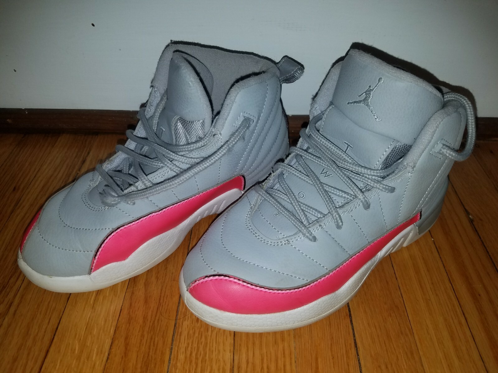 retro 12 wolf grey racer pink