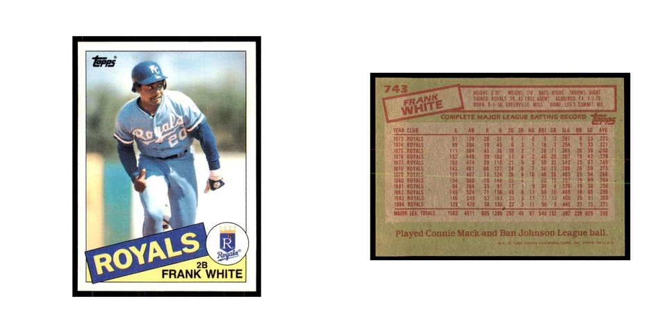 1985 Topps Frank White Baseball Cards #743 - Image 3 of 3