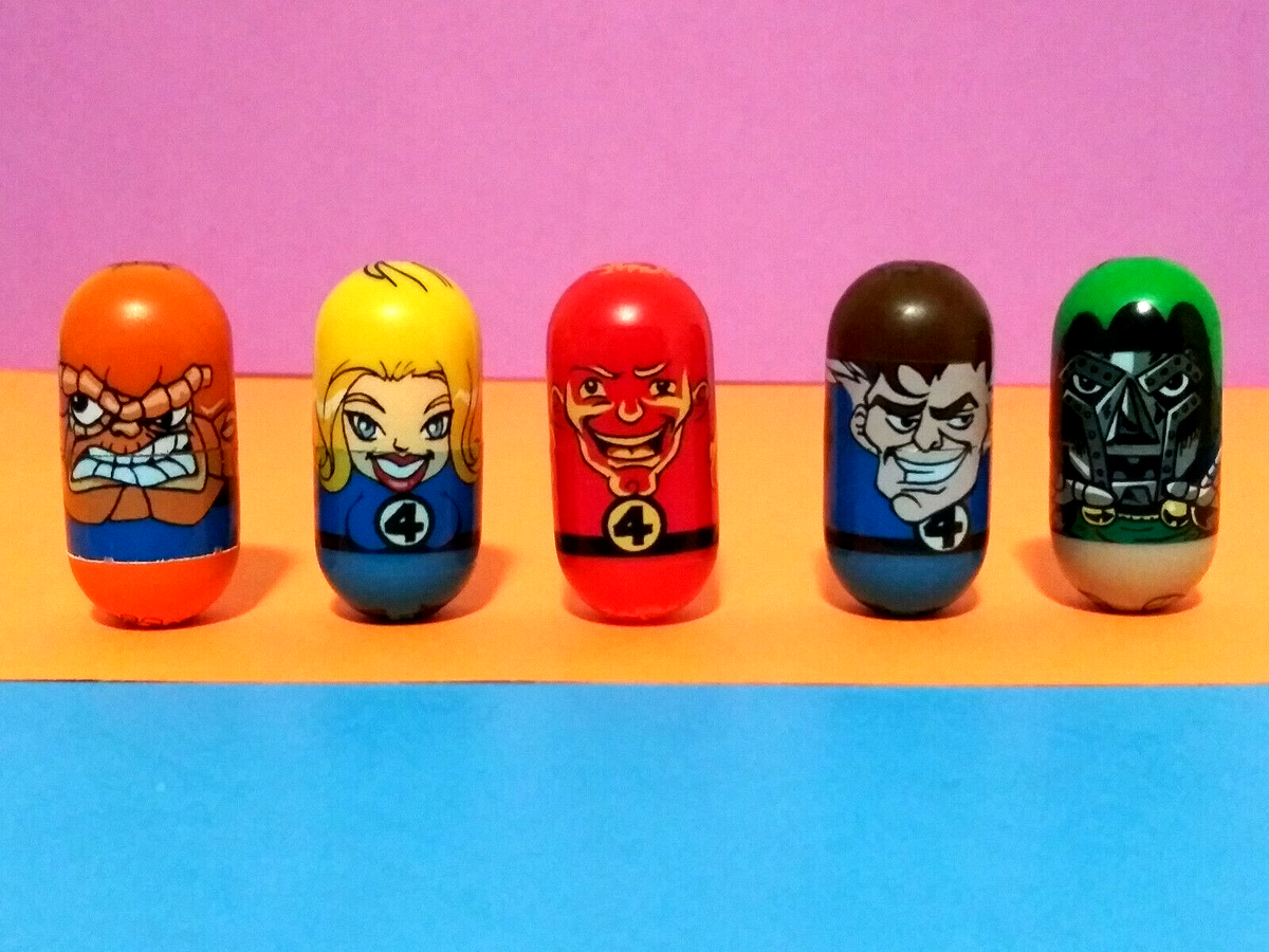 MIGHTY BEANZ Lot Fantastic Four w/ Doctor Doom Marvel Comics