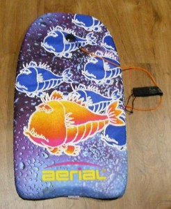 "AERIAL" 32-inch boogie-board, hard foam with leash and fabric cover, fish print