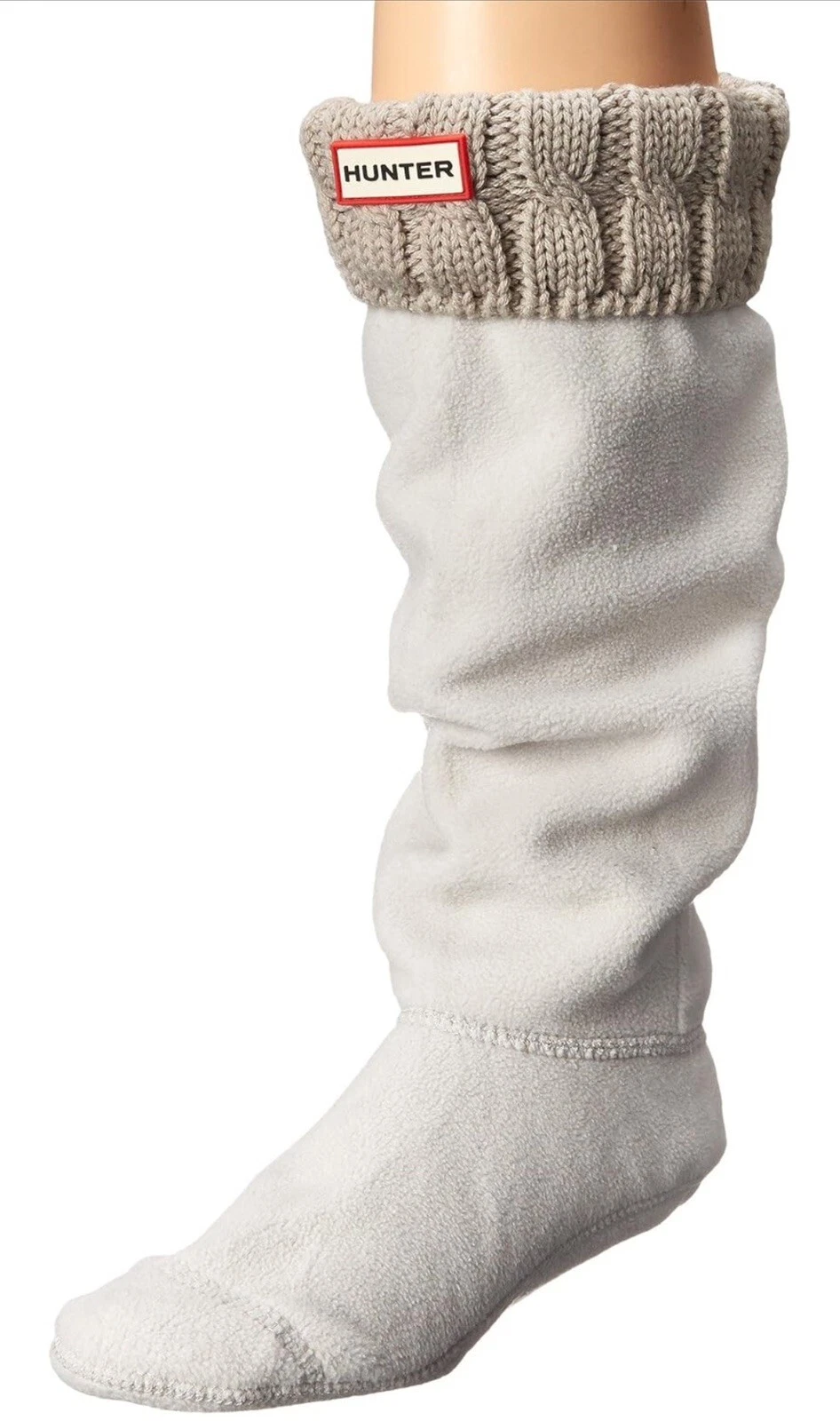 1 Pair Hunter Tall Boot Cable Knit Socks Greige X-Large