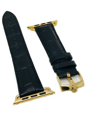 20mm Leather Band 24K Gold ROLEX buckle 