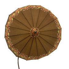 Vintage Made In Japan 30" Floral Umbrella Wood Handle