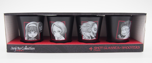 Juego de disparos de vidrio de 4 disparos ABYSTYLE Junji Ito Collection rojo negro blanco 1,7 oz - Imagen 2 de 9