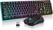 RedThunder K10 Wireless Gaming Keyboard and Mouse Combo, LED Backlit Black 