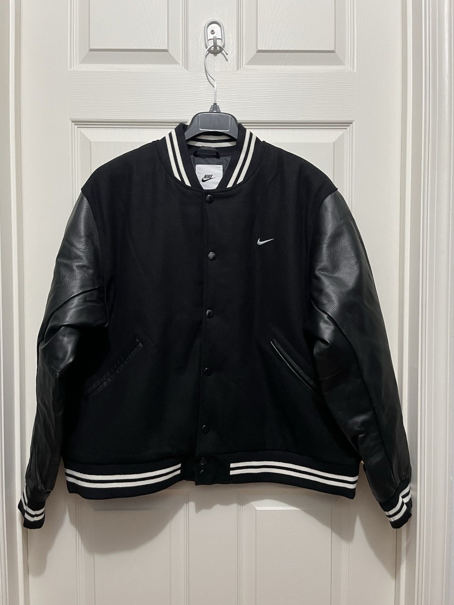 11410 vintage NIKE ウール × レザー スタジャン Nike Authentics Varsity Jacket Wool Leather Black Men's Size XL