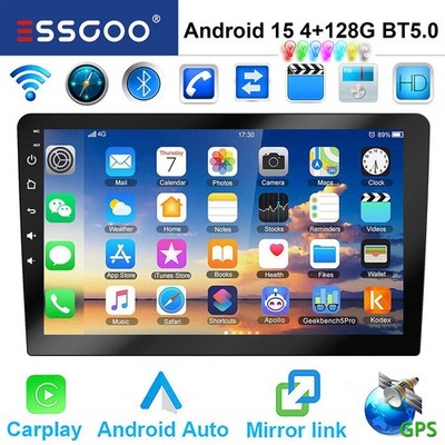 9 Zoll 2 DIN Android15 Autoradio 4+128G Apple Carplay GPS Navi RDS Bluetooth 5.0