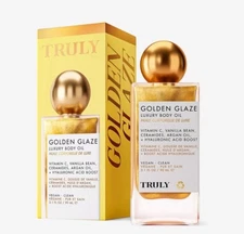 TRULY GOLDEN GLAZE LUXURY BODY OIL Vegan Hyaluronic Acid Boost  3.1 Fl oz NIB
