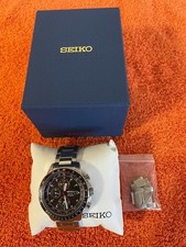 Seiko Men's Watch SSC007 Prospex Solar Chronograph Black Dial Stainless Steel