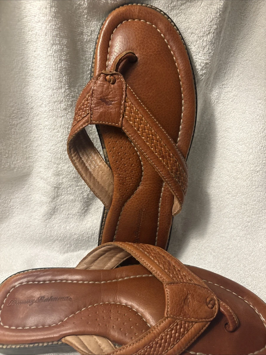 Tommy Bahama Leather Anchors Astern Thong Flip Flop  Sandals BROWN Size 9 Tommy bahama sandals mens - Gem main image 3