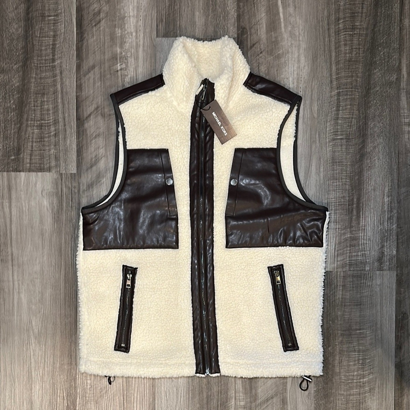 Chaleco Michael Kors Sherpa Forrado de Cuero Sintético - Mediano