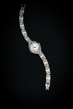 Elegante Damen-Armbanduhr 925er Sterling Silber  Markasit Art Déco Vintage