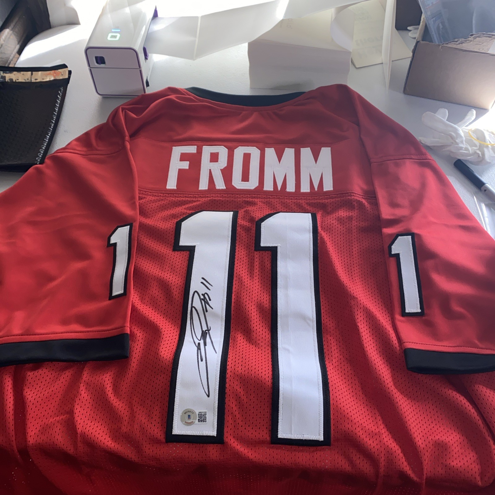 Jake Fromm Autographed Signed Georgia Bulldogs Custom Red Georgia Jersey Custom (Beckett - BAS) 