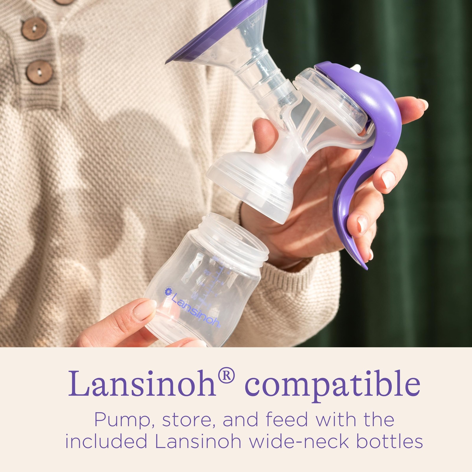 Lansinoh Manual Breast Pump, Hand Pump with Comfortable Flange, Includes 5oz