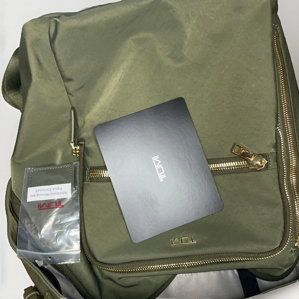 NWT Tumi Voyageur HALSEY 14.5 Nylon & Leather Laptop Backpack - OLIVE GREEN $425 - Image 3 of 4