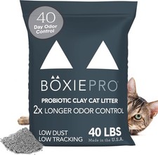 Boxie Probiotic Cat Litter, 40 Day Odor Control, Clumping Clay 40 lb, Black