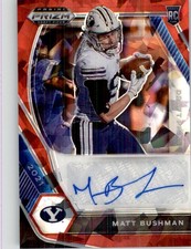 Matt Bushman 2021 Panini NFL Prizm Draft Picks Red Cracked Ice Prizm RC Auto