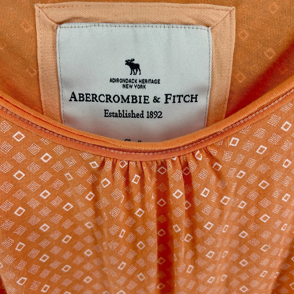 Blusa Geométrica Abercrombie Fitch Talla Pequeña Naranja Blanco Patrón Diamante Corbata  Foto 3 de 4