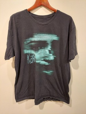Korn Band Shirt XXL Black Tee NuMetal Distorted Chopped Face Sold Out 2XL Music