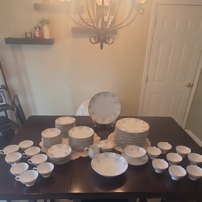 Imperial China Seville (Japan) #5303  Blue Roses with gold trim 85 pc set
