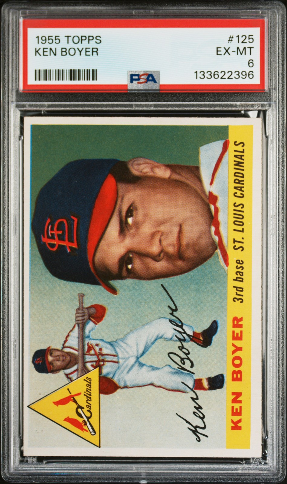 1955 TOPPS #125 KEN BOYER ROOKIE RC PSA 6