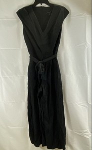 Banana Republic Women's Black V-Neck Tie Waist Wide Leg Jumpsuit Sz 0 NWT